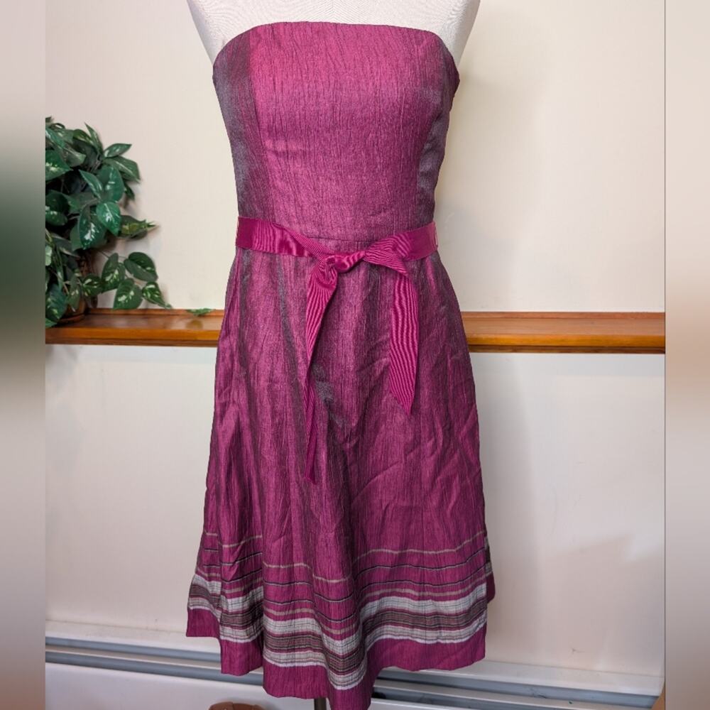 LOFT Strapless Linen Dress Raspberry Pink Size 8